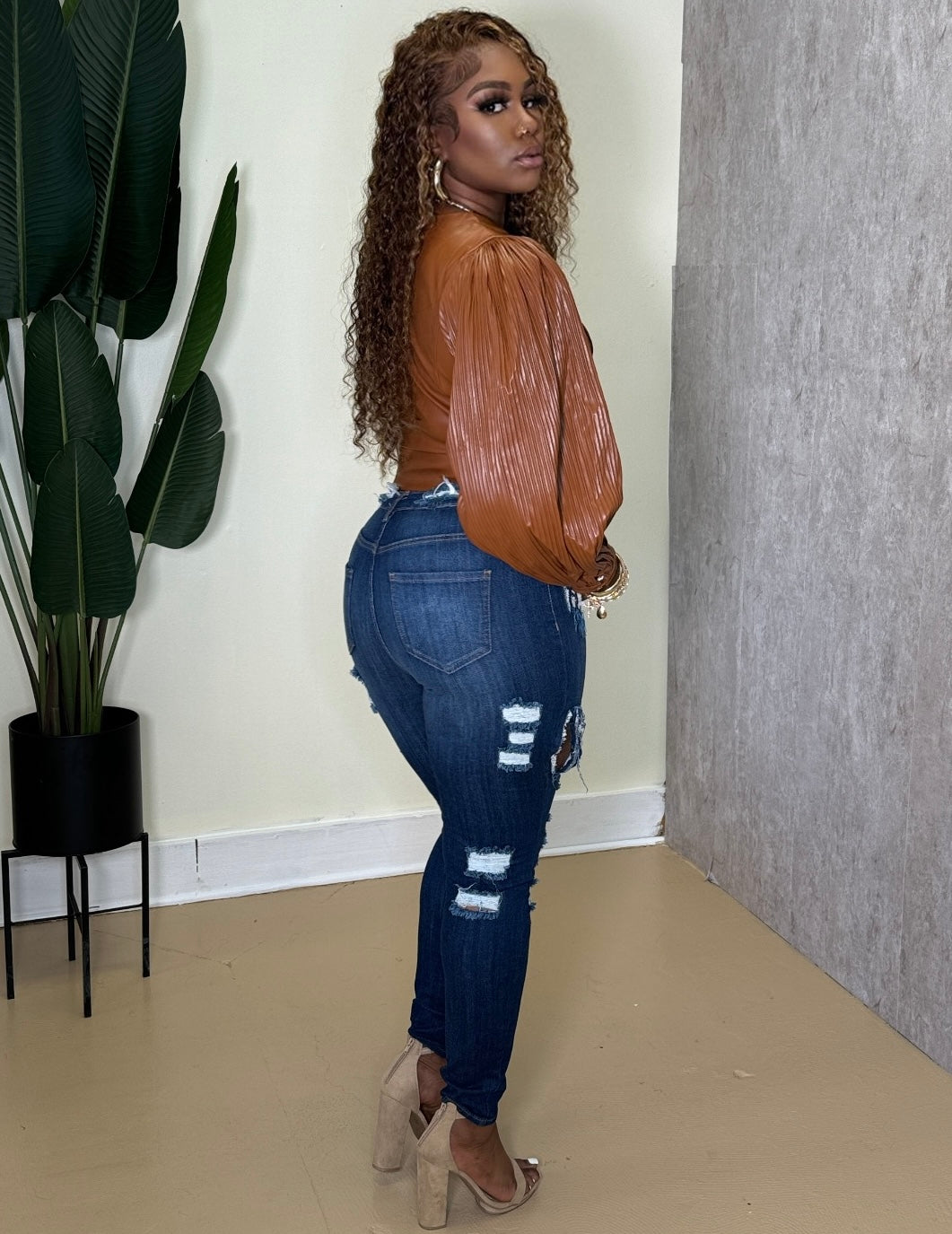 Faux Leather Top