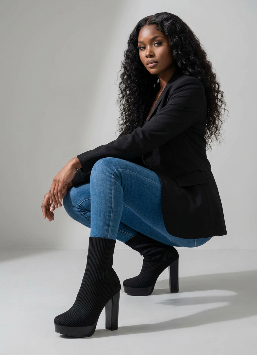 Noir Elevate Sock Boot