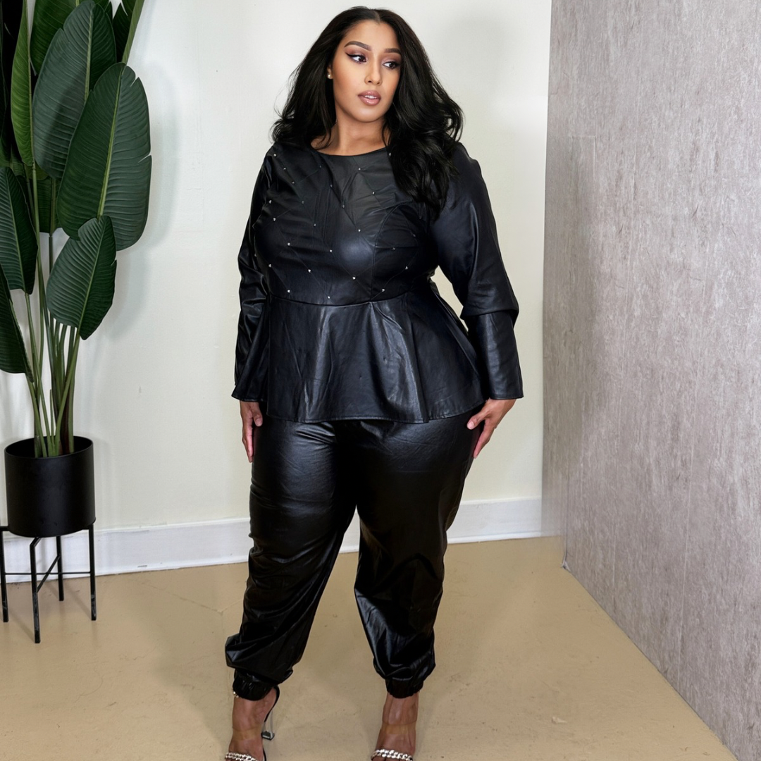 Faux Leather Joggers